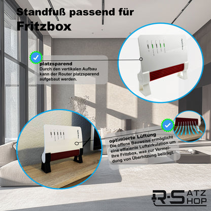 Standfuß Ständer passend für Fritzbox 7510 und 7530 AX AVM (2er Set) - Halter Halterung Router Modem - Made by R-Satz Shop