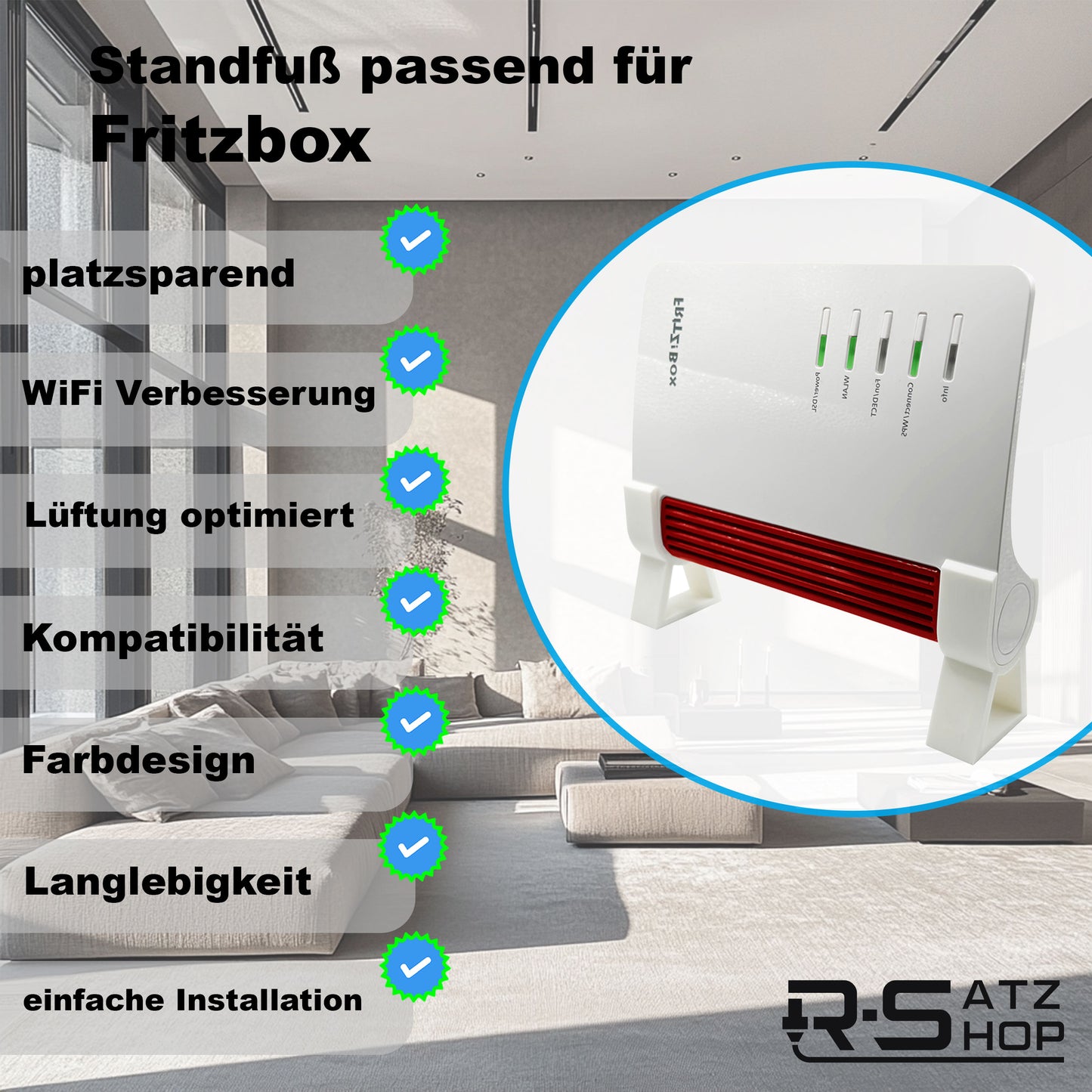 Standfuß Ständer passend für Fritzbox 7510 und 7530 AX AVM (2er Set) - Halter Halterung Router Modem - Made by R-Satz Shop